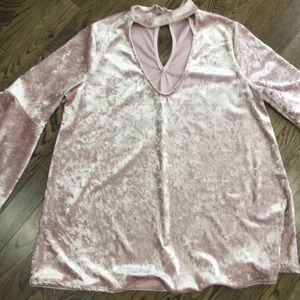 Pale pink crushed velvet My Story top